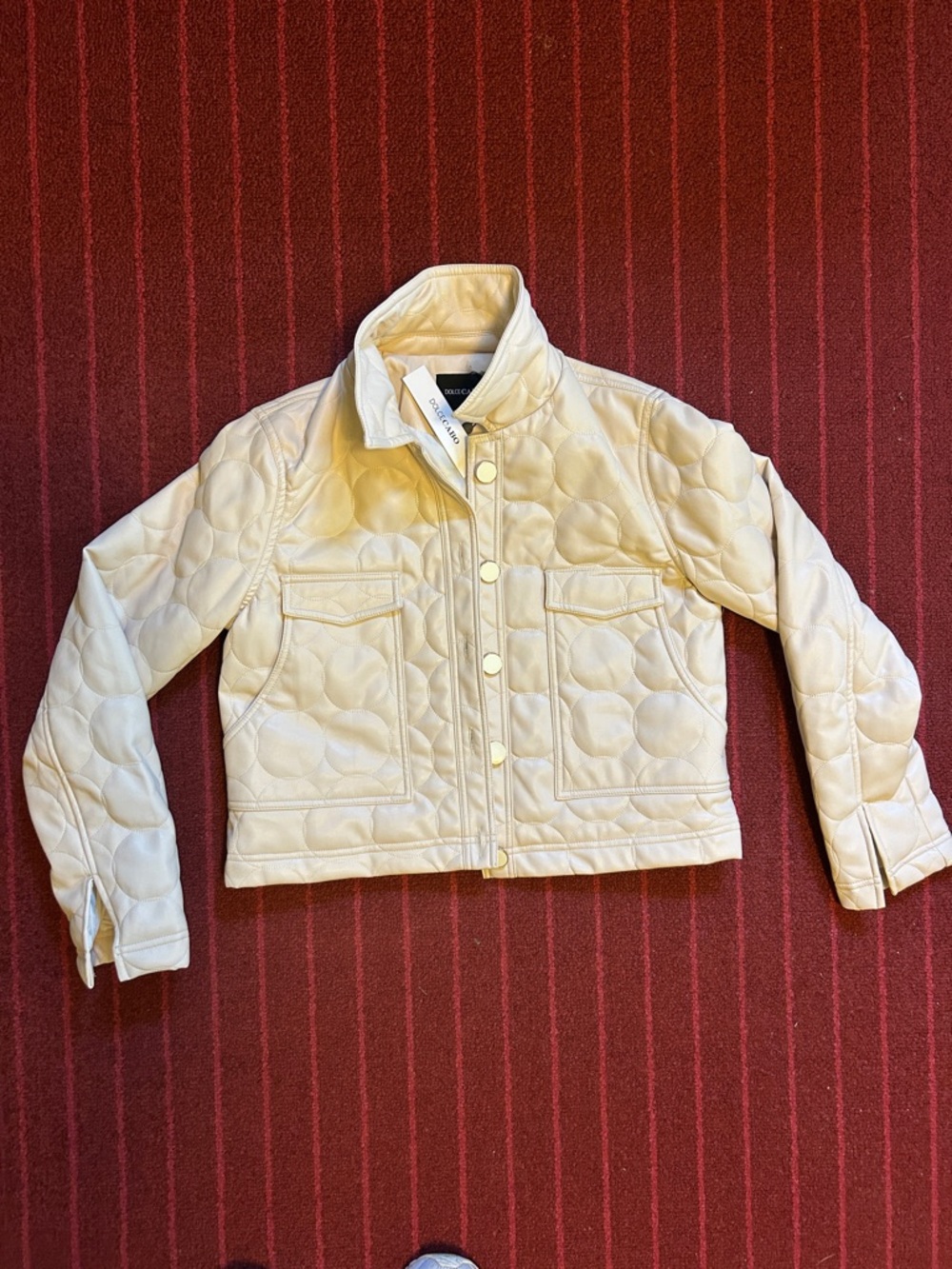 Dolce Cabo Cream Quilted Cropped Jacket